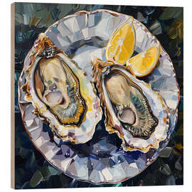Cuadro de madera Two Oysters and a Lemon - Maria Tuzhilkina