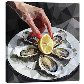 Canvastavla Still Life with Oysters and Lemon