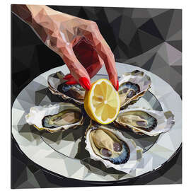 Magnettafel Stillleben mit Austern und Zitrone