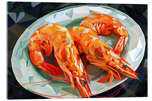 Acrylglas print Shrimps on a White Plate