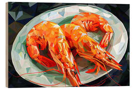 Holzbild Garnelen auf Weißem Teller - Maria Tuzhilkina
