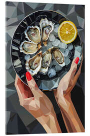 Acrylglas print Oyster and ice cubes - Maria Tuzhilkina