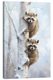 Canvas print Raccoons - Scaredy Cats - Peter Roder