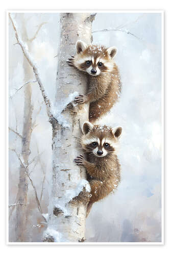 Poster Raccoons - Scaredy Cats