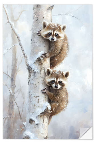 Sticker mural Raccoons - Scaredy Cats