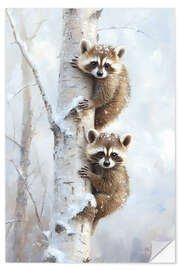 Sticker mural Raccoons - Scaredy Cats - Peter Roder
