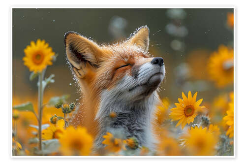 Poster Meditating Fox in the Morning