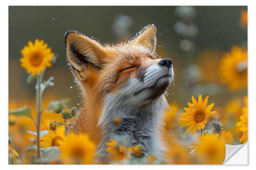 Autocolante decorativo Meditating Fox in the Morning
