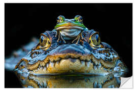 Wandsticker Frosch fährt Krokodil-Taxi - Peter Roder