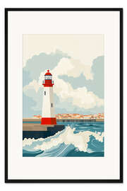 Gerahmter Kunstdruck Leuchtturm vor der Küste