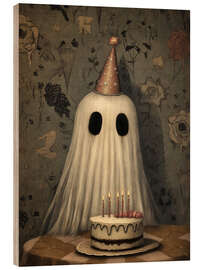 Quadro de madeira Happy birthday ghost - Olga Telnova