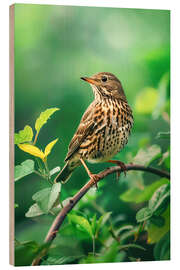 Wood print Song thrush