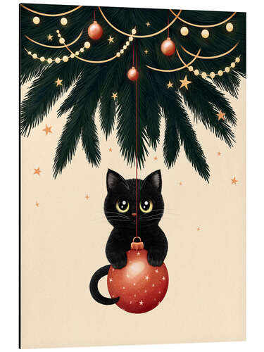 Cuadro de aluminio Cat under Christmas tree