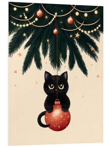 Quadro em PVC Cat under Christmas tree