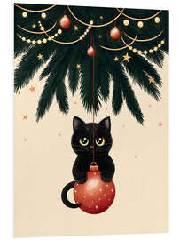 Quadro em PVC Cat under Christmas tree