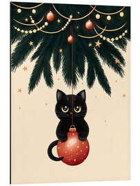 Magnettafel Katze unter dem Weihnachtsbaum