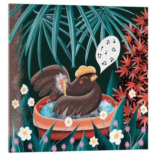 Acrylic print Mrs. Amsel enjoys her bath while singing