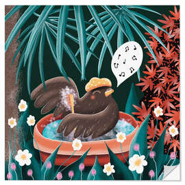 Sticker mural Mrs. Amsel enjoys her bath while singing - WACHtraum