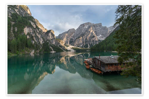 Póster Lake Braies in the Dolomites