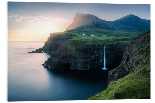 Acrylic print Waterfall on the Faroe Islands