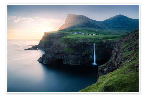 Póster Waterfall on the Faroe Islands