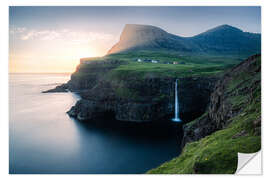 Wandsticker Wasserfall auf den Färöer Inseln