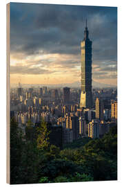 Holzbild Taipei Skyline, Taiwan - Andreas Wonisch