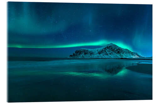 Cuadro de metacrilato Northern lights on a beach in Lofoten