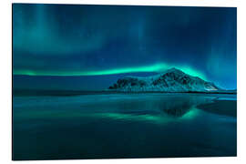 Tableau en aluminium Northern lights on a beach in Lofoten - Andreas Wonisch