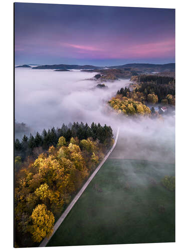 Cuadro de aluminio Autumnal sunset in the Odenwald, Germany
