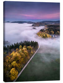 Stampa su tela Autumnal sunset in the Odenwald, Germany - Andreas Wonisch