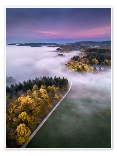 Poster Autumnal sunset in the Odenwald, Germany