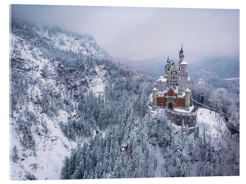 Acrylglas print Neuschwanstein Castle in a winter fairytale landscape