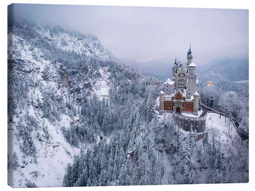 Canvas print Neuschwanstein Castle in a winter fairytale landscape