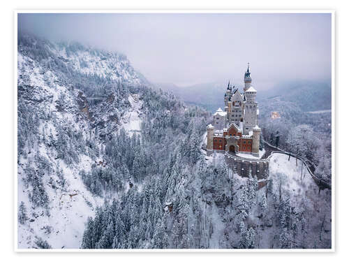 Poster Schloss Neuschwanstein in winterlichen Märchenlandschaft