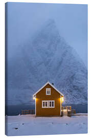 Canvas-taulu Lonely cabin on the Lofoten in winter - Andreas Wonisch