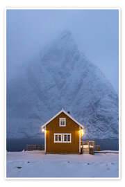 Wandbild Einsame Hütte auf den Lofoten im Winter - Andreas Wonisch