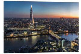 Akryylilasitaulu London skyline at sunset with view of The Shard - Andreas Wonisch
