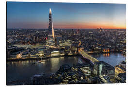 Tableau en aluminium London skyline at sunset with view of The Shard - Andreas Wonisch