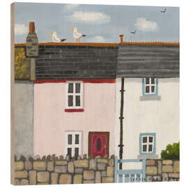 Quadro de madeira Pink and White Houses - Sophie Harding