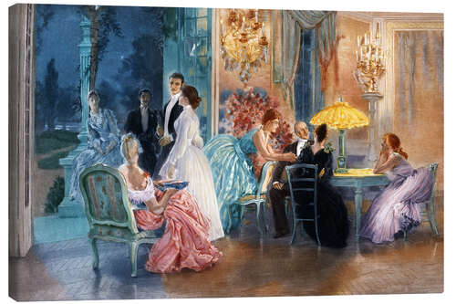 Leinwandbild Le Soir au Chateau - Henri Lucien Doucet, 1890