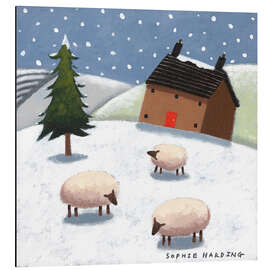 Magnettafel Schafe im Schnee
