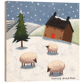 Trätavla Sheep in the Snow - Sophie Harding