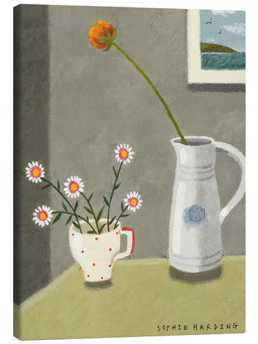 Canvas print Wild Daisies and Jug