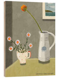 Holzbild Wilde Gänseblümchen und Krug - Sophie Harding