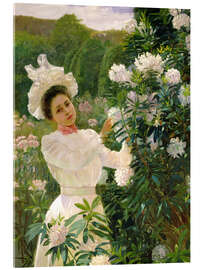 Akryylilasitaulu Girl with Rhododendrons - Theodore Wores, 1899