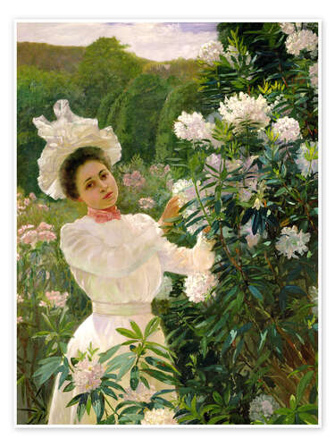 Poster Girl with Rhododendrons - Theodore Wores, 1899
