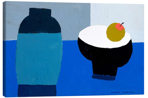 Canvas print Blue Pot and Apple