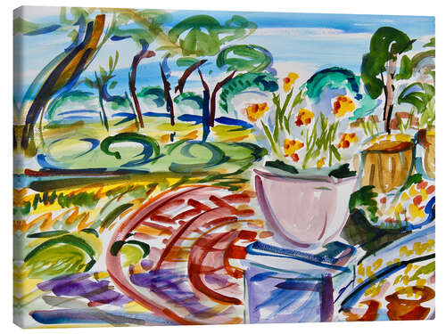 Tableau sur toile Flowers on the terrace
