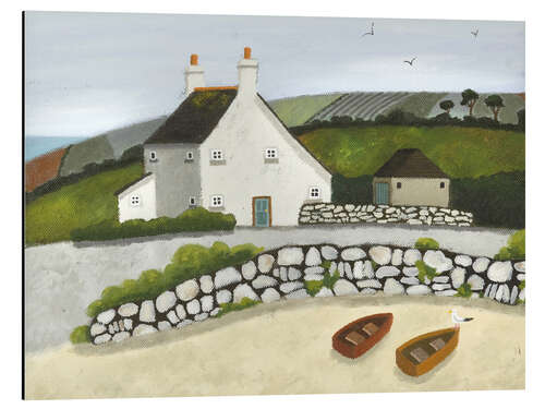 Cuadro de aluminio Boats, Seagull and House